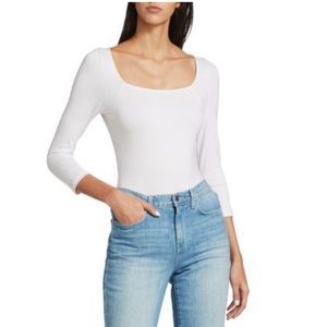 L’AGENCE Angel Square Neck Bodysuit White